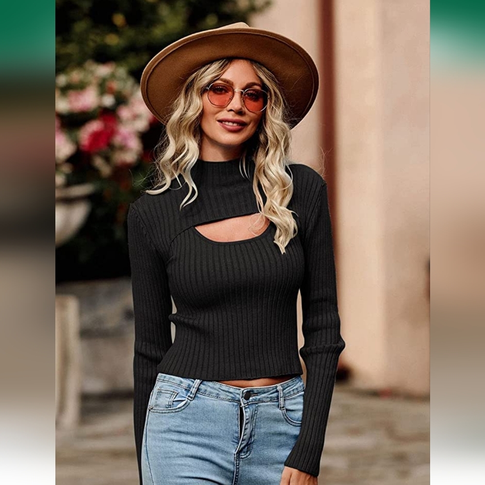 2 Piece Cutout Tops Long Sleeve